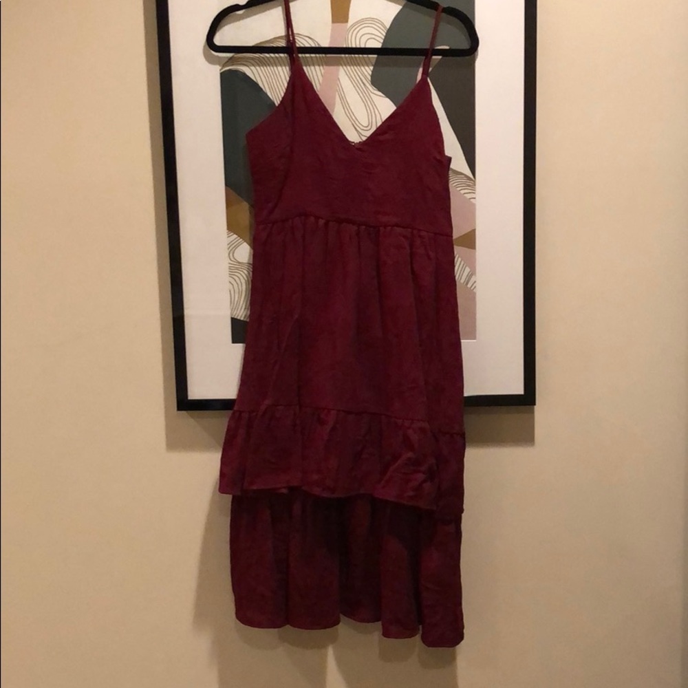 Wine colored midi dress